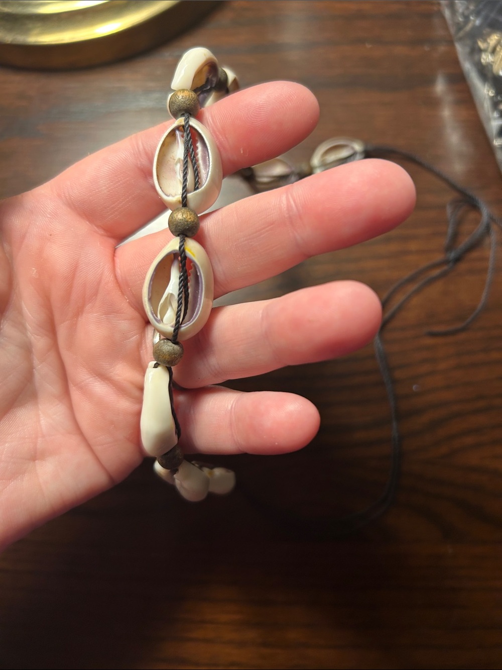 Cowrie Shell Necklace- Cream & Brown - Picture 3 of 3